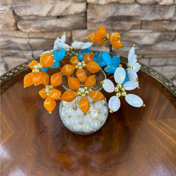 Artificial handmade beaded flowers Turquoise flower - Picture 1 of 3